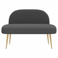 Produktbild för Klädd bänk med ryggstöd Mörkgrå 110 x 60 x 76 cm Bouclé