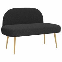 Produktbild för Klädd bänk med ryggstöd Svart 110 x 60 x 76 cm Bouclé