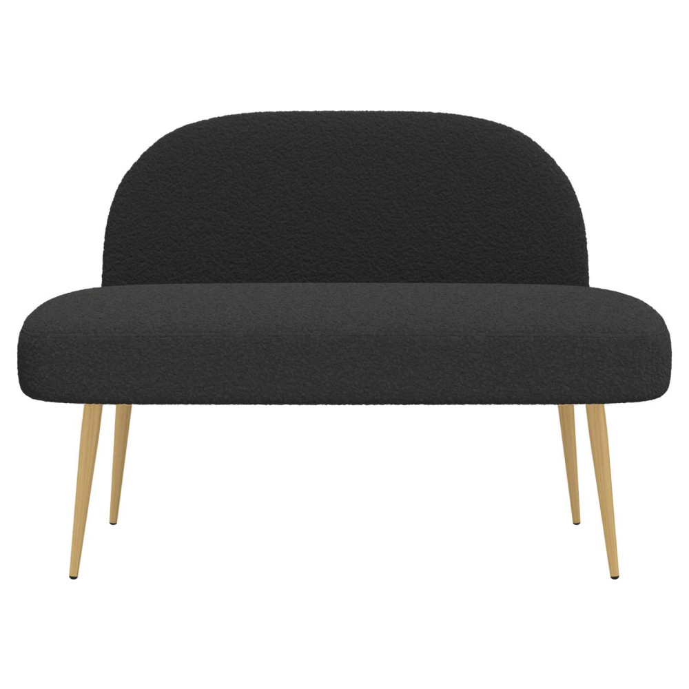 Produktbild för Klädd bänk med ryggstöd Svart 110 x 60 x 76 cm Bouclé