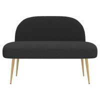 Produktbild för Klädd bänk med ryggstöd Svart 110 x 60 x 76 cm Bouclé
