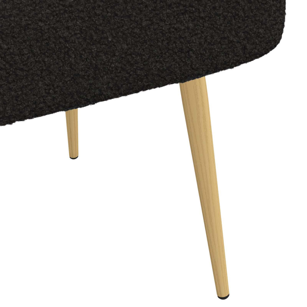 Produktbild för Klädd bänk med ryggstöd Svart 110 x 60 x 76 cm Bouclé
