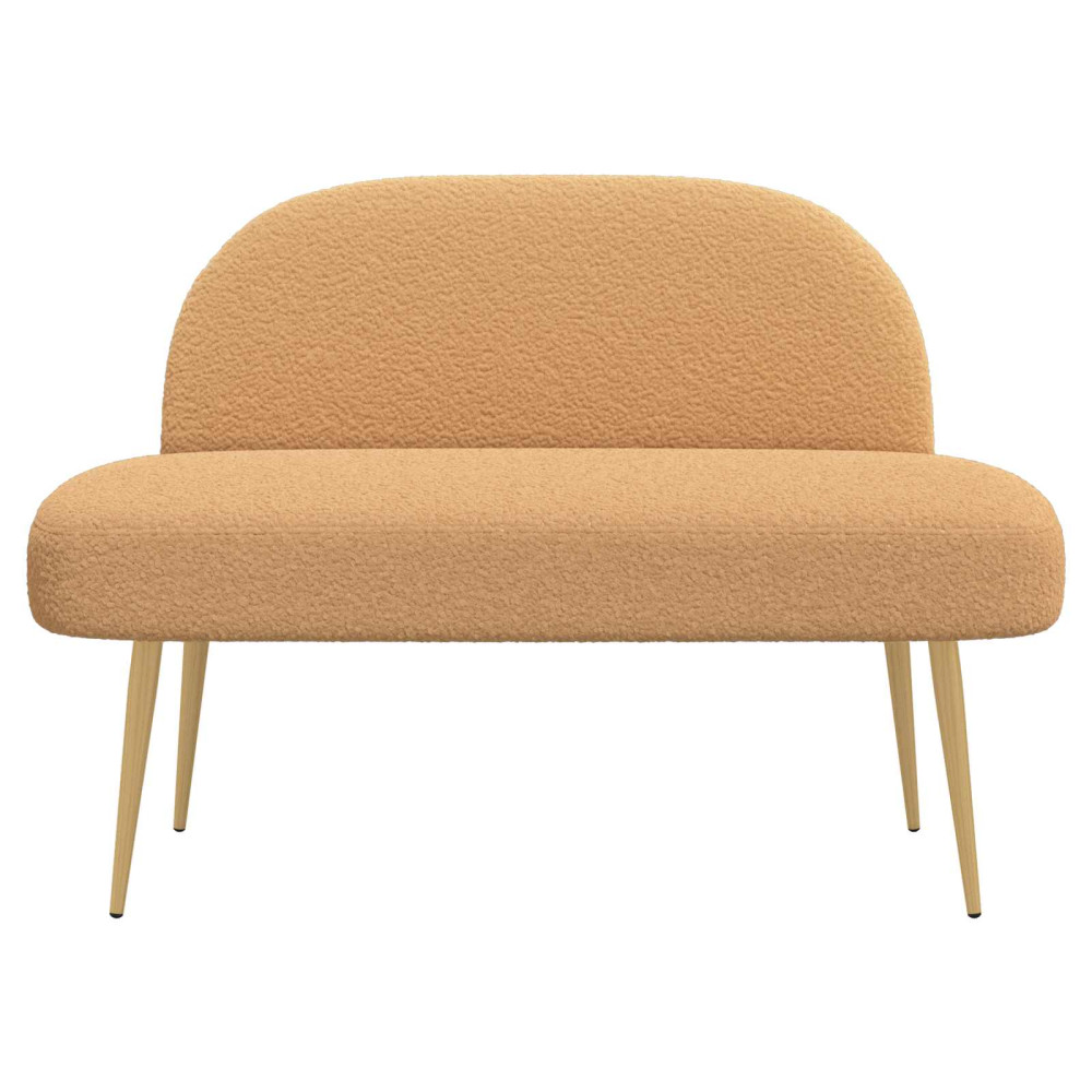 Produktbild för Klädd bänk med ryggstöd Beige 110 x 60 x 76 cm Bouclé