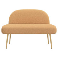 Produktbild för Klädd bänk med ryggstöd Beige 110 x 60 x 76 cm Bouclé