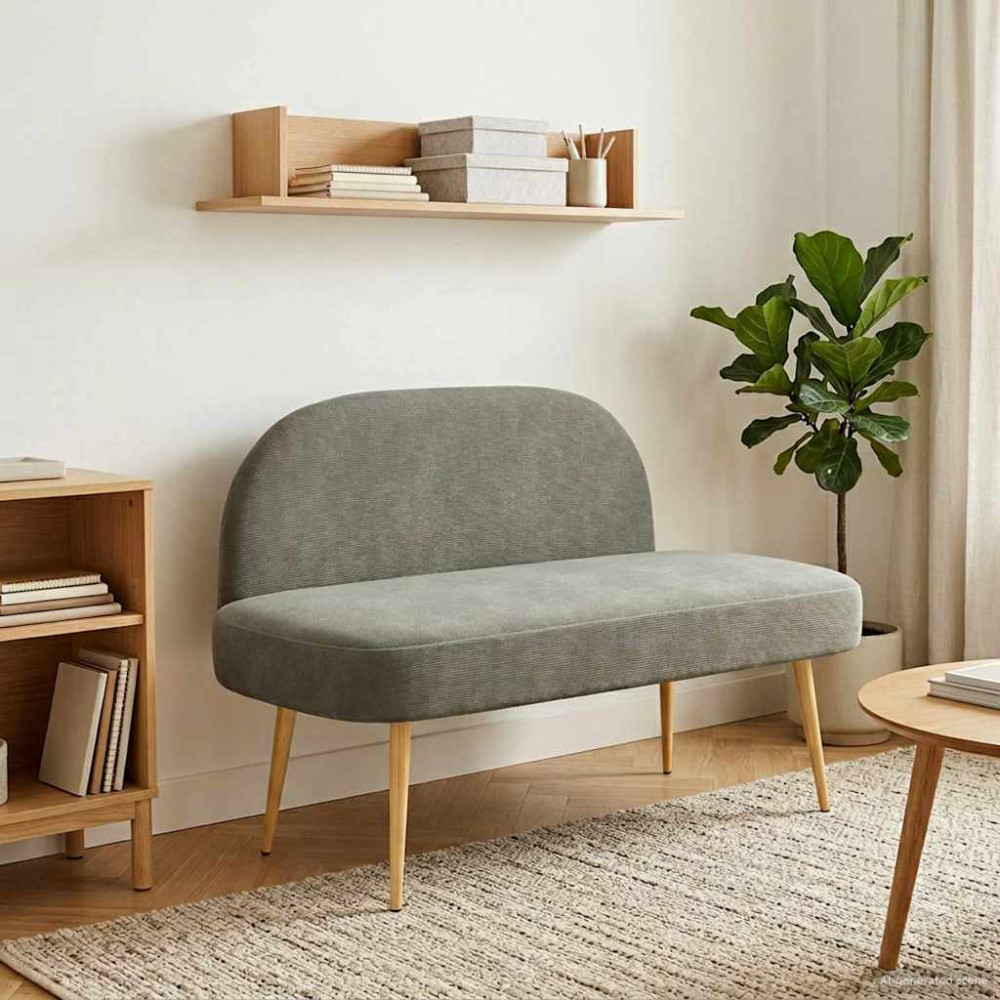 Produktbild för Klädd bänk med ryggstöd Ljusgrå 110 x 60 x 76 cm Kordread tyg