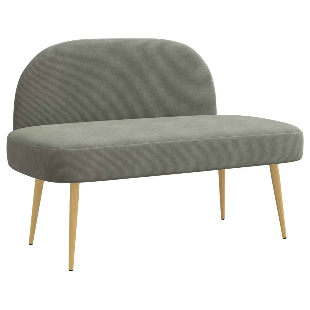 Produktbild för Klädd bänk med ryggstöd Ljusgrå 110 x 60 x 76 cm Kordread tyg
