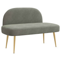 Produktbild för Klädd bänk med ryggstöd Ljusgrå 110 x 60 x 76 cm Kordread tyg