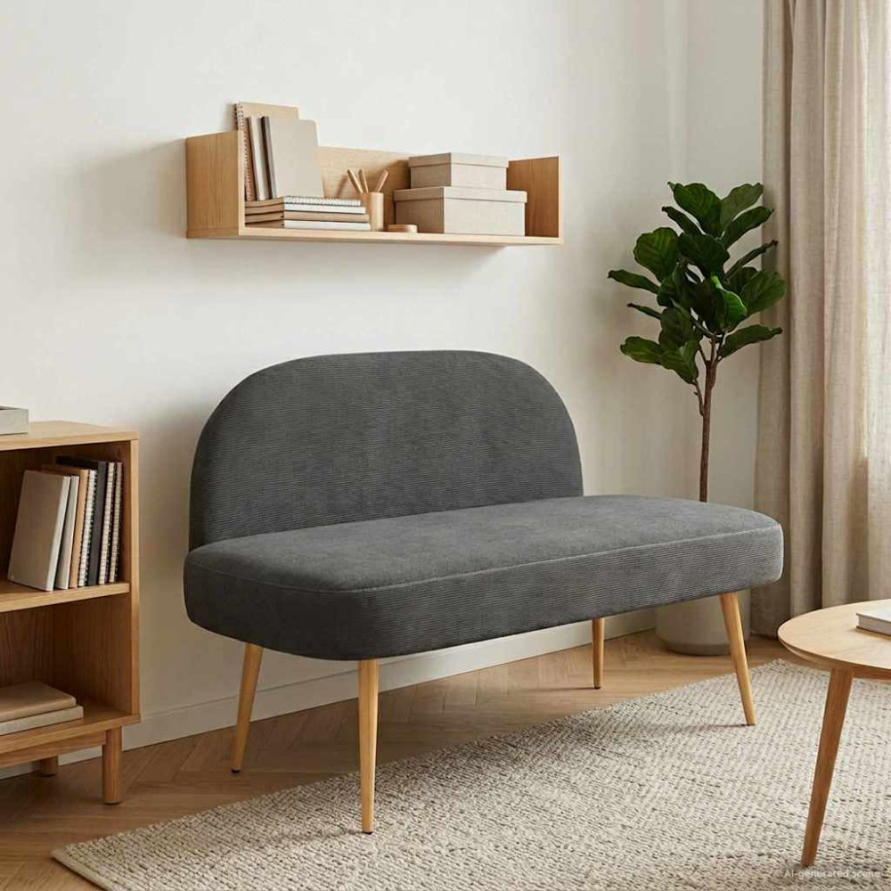 Produktbild för Klädd bänk med ryggstöd Mörkgrå 110 x 60 x 76 cm Kordread tyg
