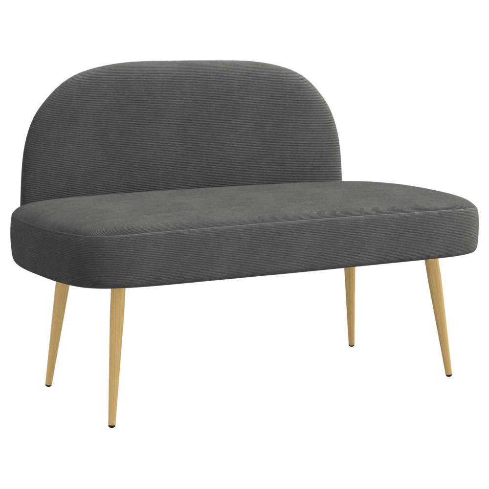 Produktbild för Klädd bänk med ryggstöd Mörkgrå 110 x 60 x 76 cm Kordread tyg