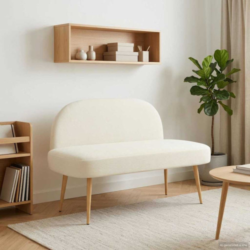 vidaXL Klädd bänk med ryggstöd Gräddvit 110 x 60 x 76 cm Kordread tyg