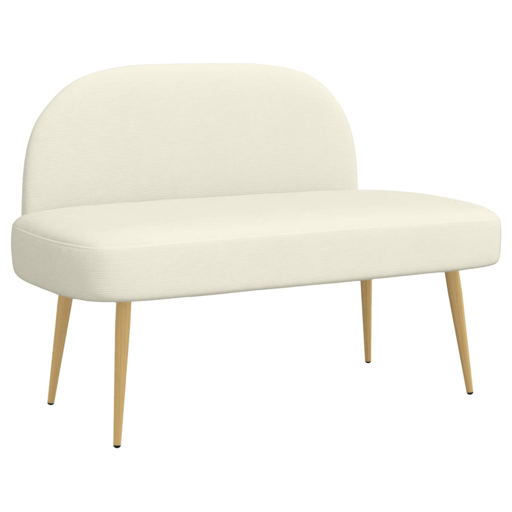 Produktbild för Klädd bänk med ryggstöd Gräddvit 110 x 60 x 76 cm Kordread tyg