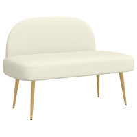 Produktbild för Klädd bänk med ryggstöd Gräddvit 110 x 60 x 76 cm Kordread tyg