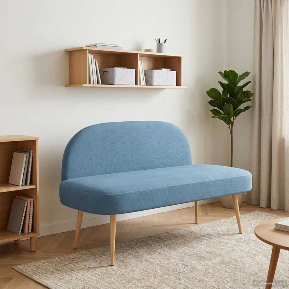 Produktbild för Klädd bänk med ryggstöd Blå 110 x 60 x 76 cm Kordread tyg