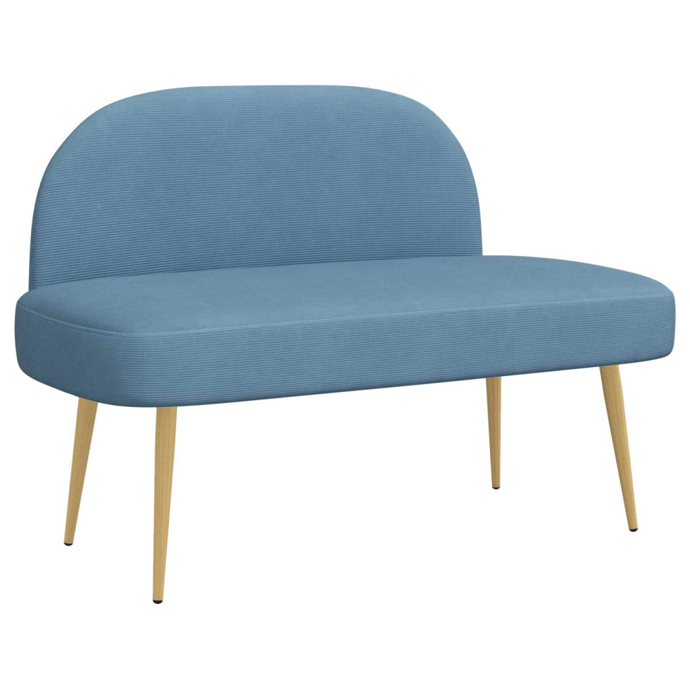 Produktbild för Klädd bänk med ryggstöd Blå 110 x 60 x 76 cm Kordread tyg
