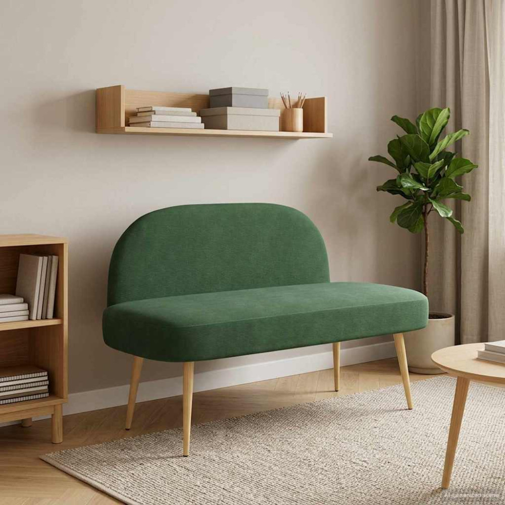Produktbild för Klädd bänk med ryggstöd Jungelgrön 110 x 60 x 76 cm