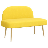 Produktbild för Klädd bänk med ryggstöd Ljusgul 110 x 60 x 76 cm Kordread tyg