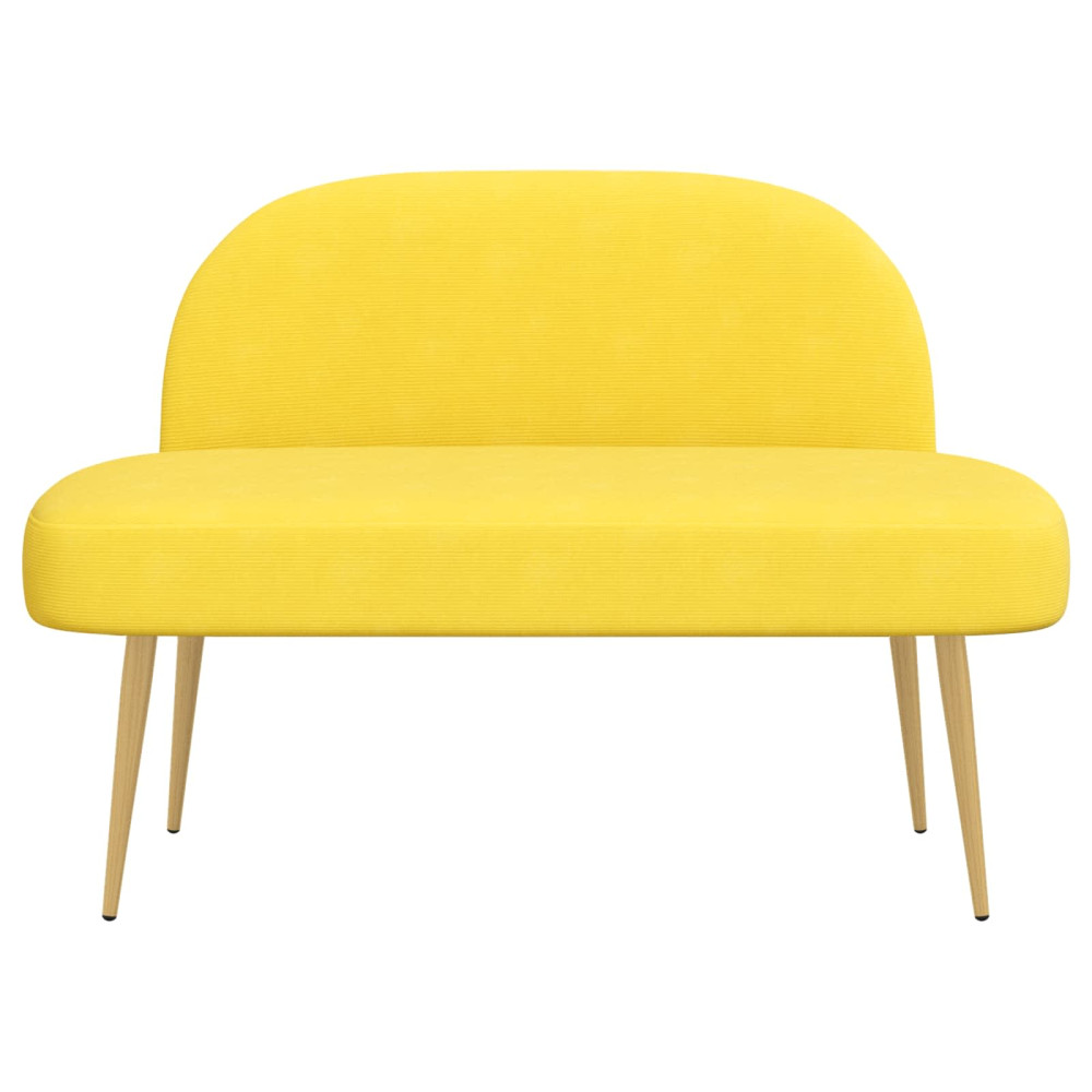 Produktbild för Klädd bänk med ryggstöd Ljusgul 110 x 60 x 76 cm Kordread tyg