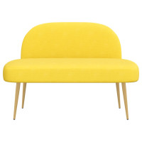 Produktbild för Klädd bänk med ryggstöd Ljusgul 110 x 60 x 76 cm Kordread tyg