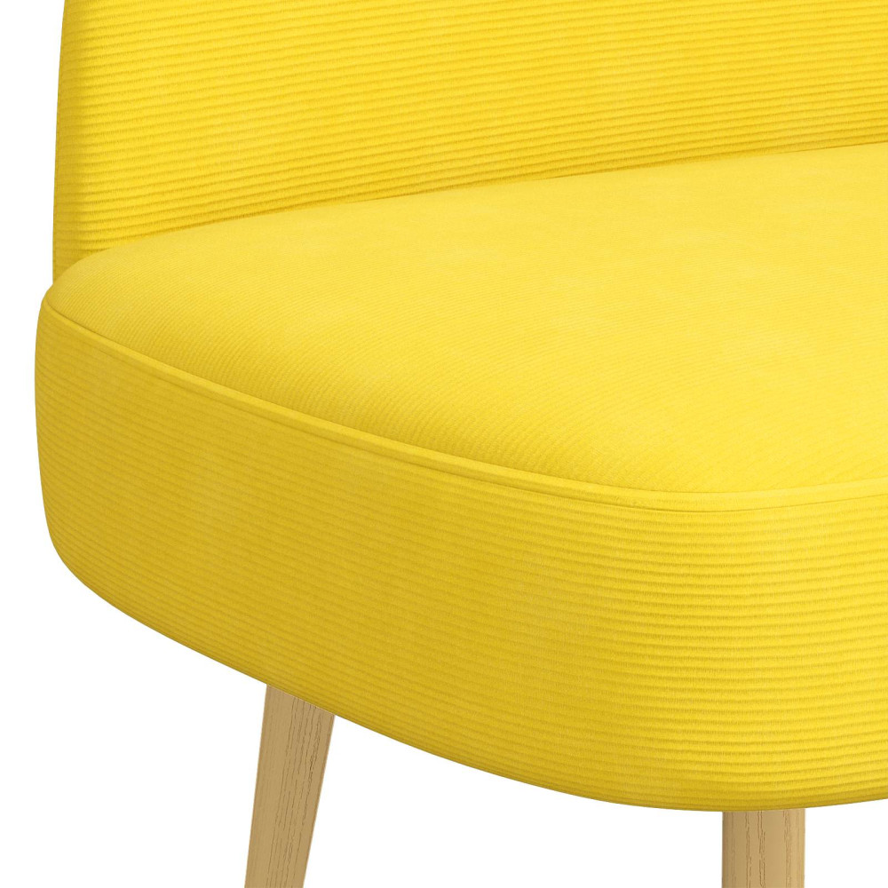 Produktbild för Klädd bänk med ryggstöd Ljusgul 110 x 60 x 76 cm Kordread tyg