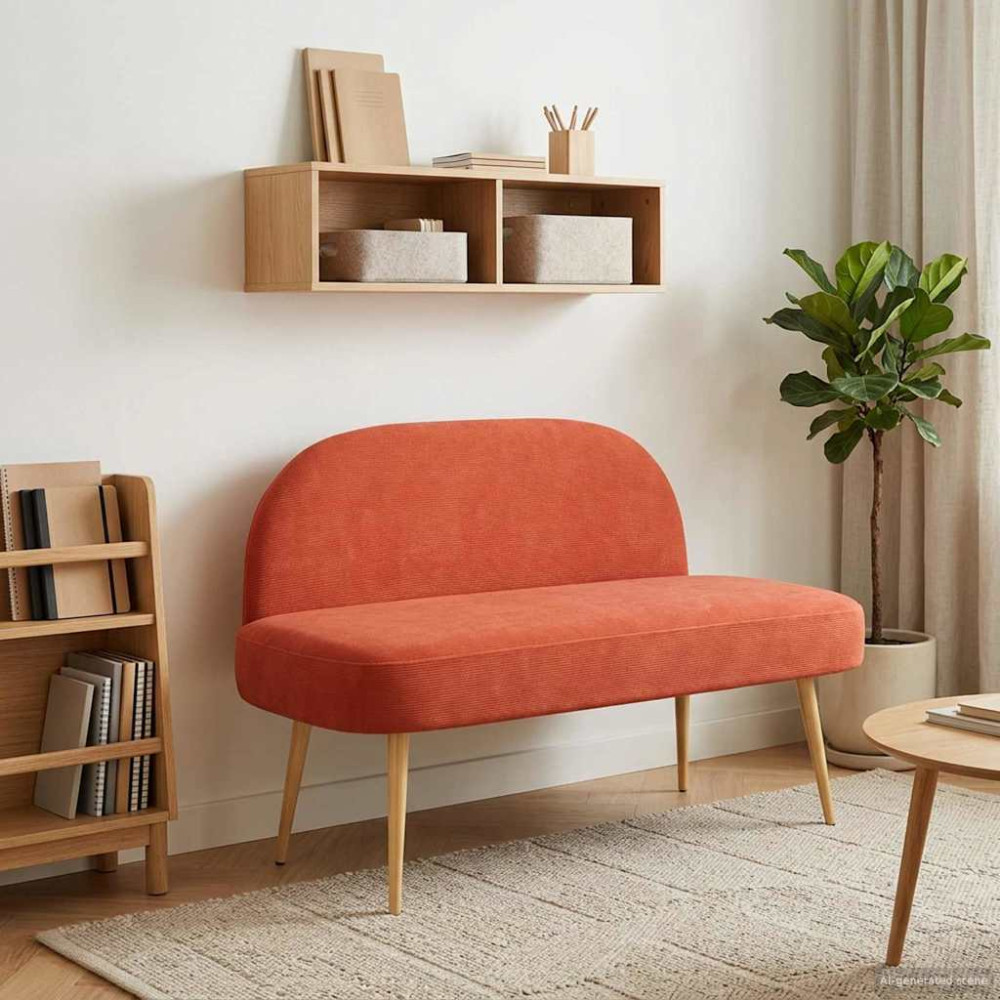 Produktbild för Klädd bänk med ryggstöd Röd orange 110 x 60 x 76 cm