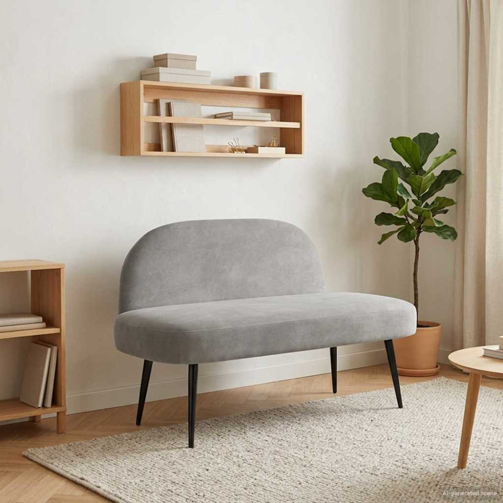 Produktbild för Klädd bänk med ryggstöd Ljusgrå 110 x 60 x 76 cm Sammet
