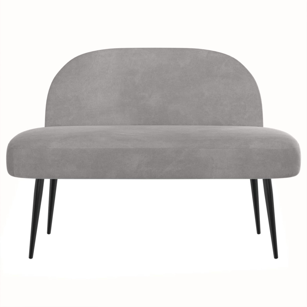 Produktbild för Klädd bänk med ryggstöd Ljusgrå 110 x 60 x 76 cm Sammet