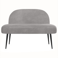Produktbild för Klädd bänk med ryggstöd Ljusgrå 110 x 60 x 76 cm Sammet