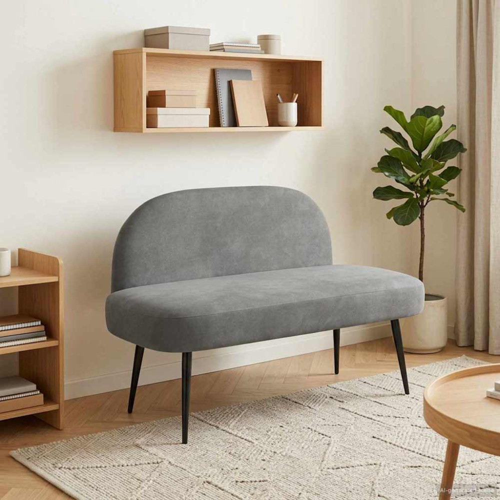 Produktbild för Klädd bänk med ryggstöd Mörkgrå 110 x 60 x 76 cm Sammet
