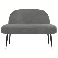 Produktbild för Klädd bänk med ryggstöd Mörkgrå 110 x 60 x 76 cm Sammet