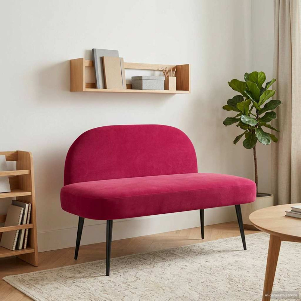 Produktbild för Klädd bänk med ryggstöd Vinröd 110 x 60 x 76 cm Sammet