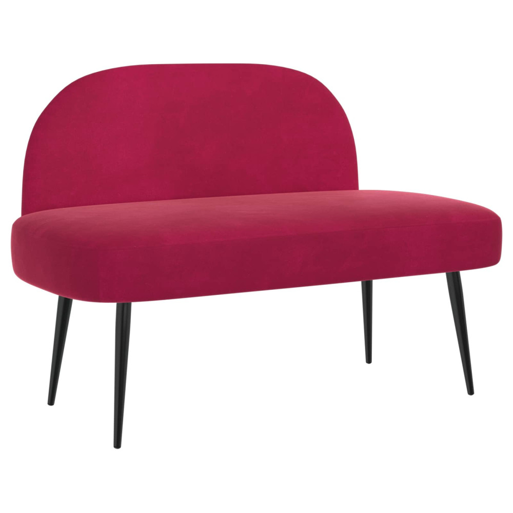 Produktbild för Klädd bänk med ryggstöd Vinröd 110 x 60 x 76 cm Sammet