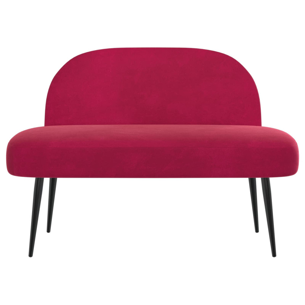 Produktbild för Klädd bänk med ryggstöd Vinröd 110 x 60 x 76 cm Sammet