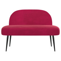 Produktbild för Klädd bänk med ryggstöd Vinröd 110 x 60 x 76 cm Sammet
