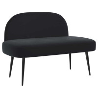 Produktbild för Klädd bänk med ryggstöd Svart 110 x 60 x 76 cm Sammet