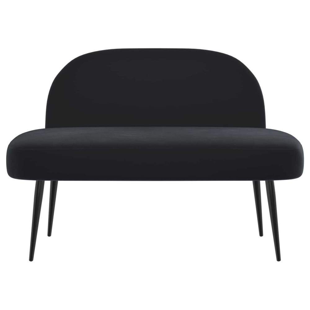 Produktbild för Klädd bänk med ryggstöd Svart 110 x 60 x 76 cm Sammet