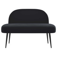 Produktbild för Klädd bänk med ryggstöd Svart 110 x 60 x 76 cm Sammet