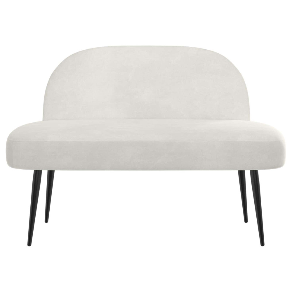 Produktbild för Klädd bänk med ryggstöd Gräddvit 110 x 60 x 76 cm Sammet