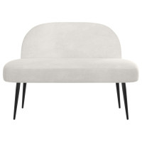 Produktbild för Klädd bänk med ryggstöd Gräddvit 110 x 60 x 76 cm Sammet
