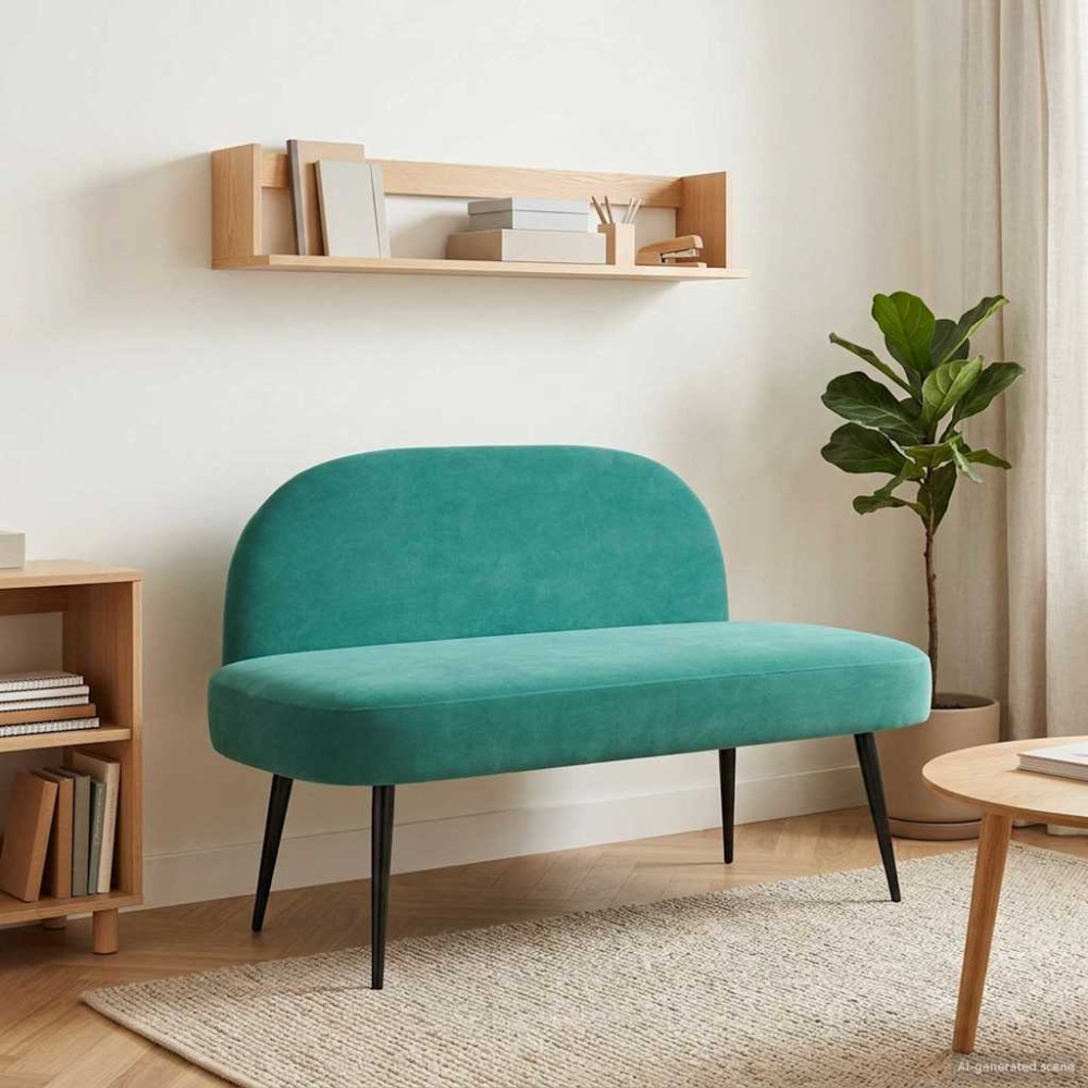 Produktbild för Klädd bänk med ryggstöd Turkos 110 x 60 x 76 cm Sammet