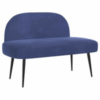 Produktbild för Klädd bänk med ryggstöd Polisblå 110 x 60 x 76 cm Sammet
