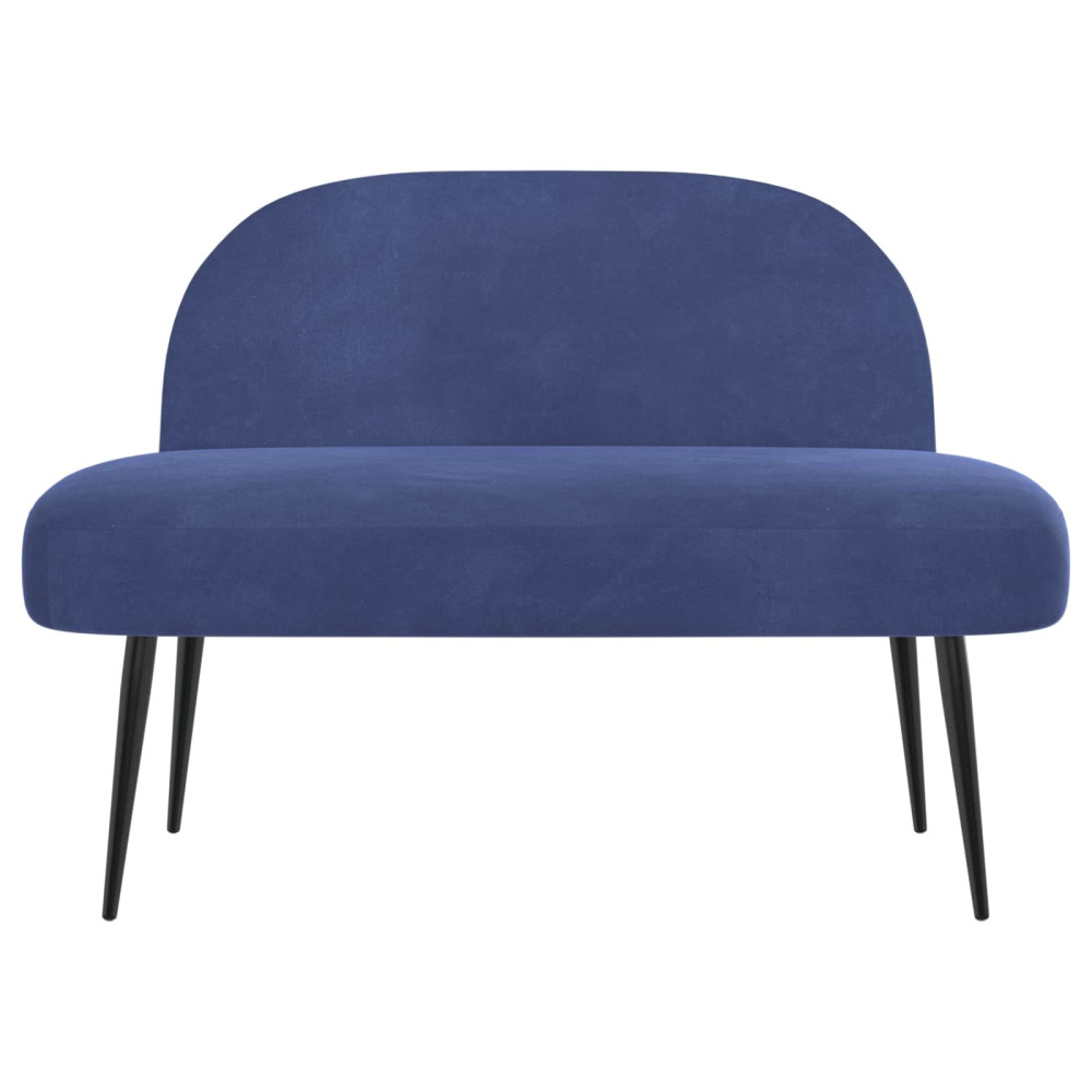 Produktbild för Klädd bänk med ryggstöd Polisblå 110 x 60 x 76 cm Sammet