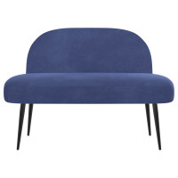 Produktbild för Klädd bänk med ryggstöd Polisblå 110 x 60 x 76 cm Sammet