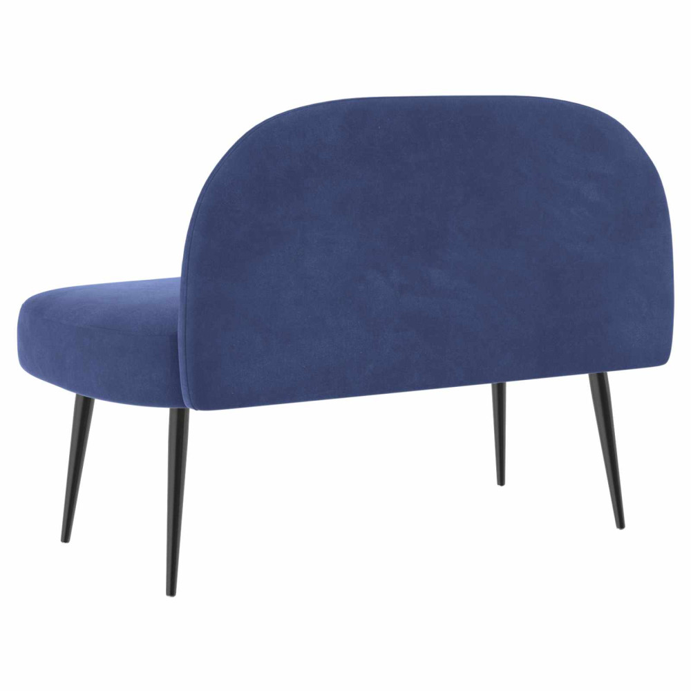 Produktbild för Klädd bänk med ryggstöd Polisblå 110 x 60 x 76 cm Sammet