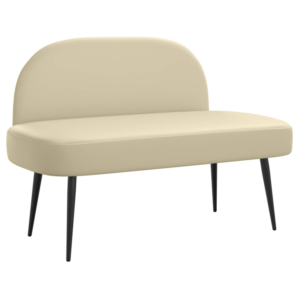 Produktbild för Klädd bänk med ryggstöd Gräddvit 110 x 60 x 76 cm Konstläder