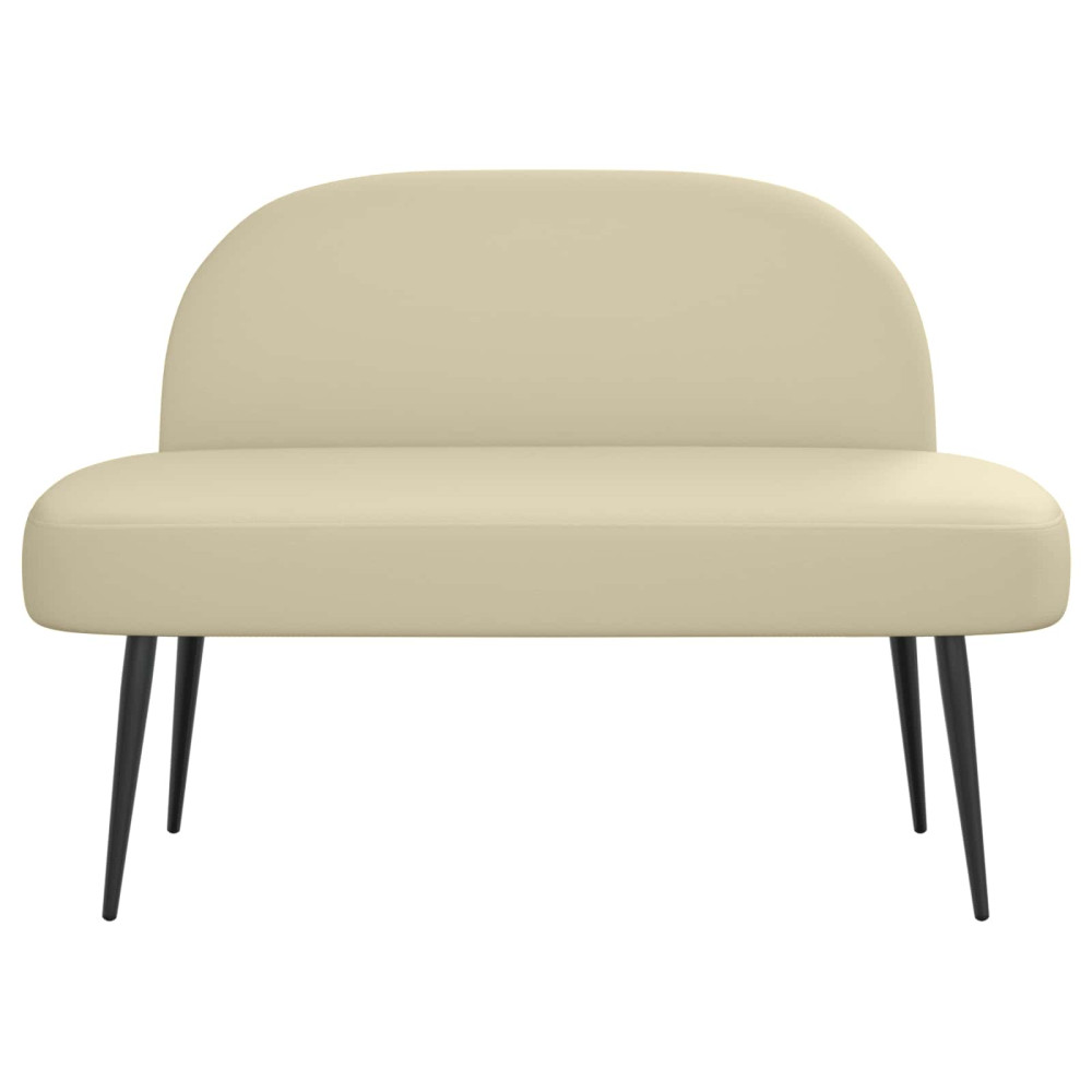 Produktbild för Klädd bänk med ryggstöd Gräddvit 110 x 60 x 76 cm Konstläder