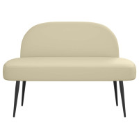 Produktbild för Klädd bänk med ryggstöd Gräddvit 110 x 60 x 76 cm Konstläder