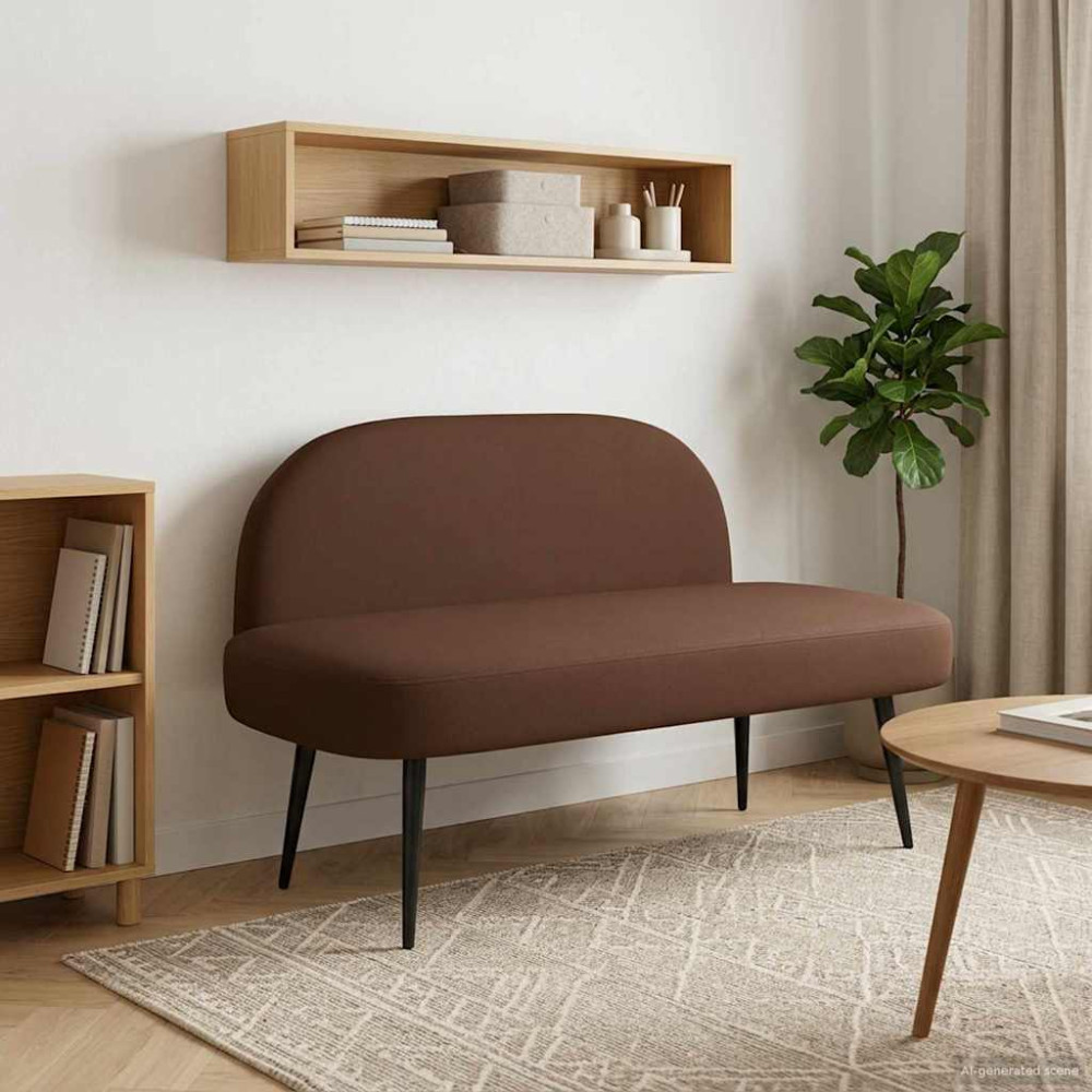 Produktbild för Klädd bänk med ryggstöd Brun 110 x 60 x 76 cm Konstläder