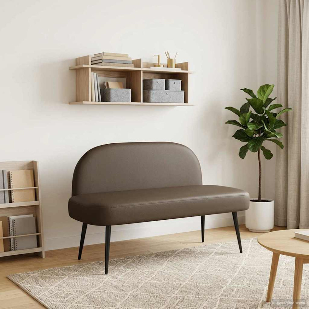 Produktbild för Klädd bänk med ryggstöd Grå 110 x 60 x 76 cm Konstläder