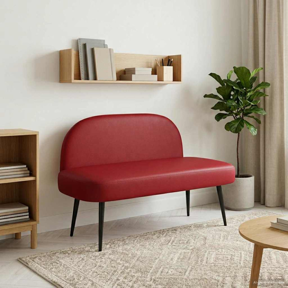 Produktbild för Klädd bänk med ryggstöd Vinröd 110 x 60 x 76 cm Konstläder