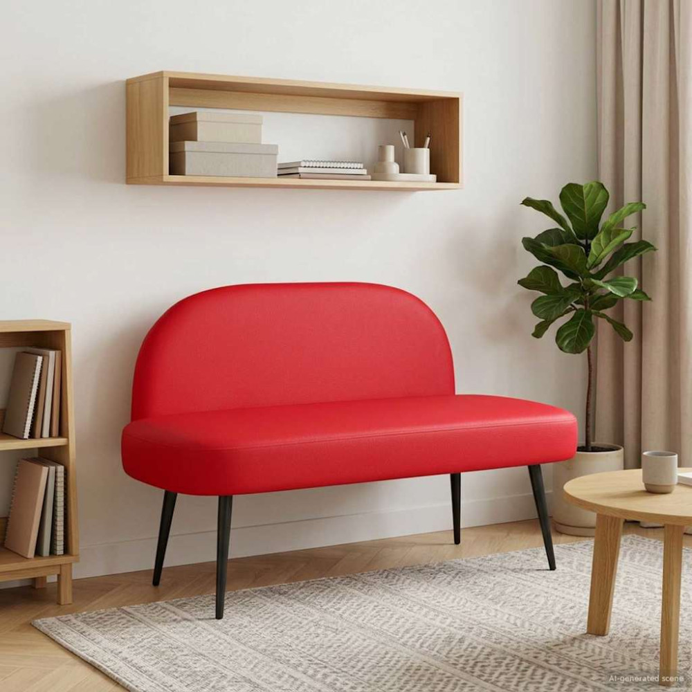 Produktbild för Klädd bänk med ryggstöd Röd 110 x 60 x 76 cm Konstläder