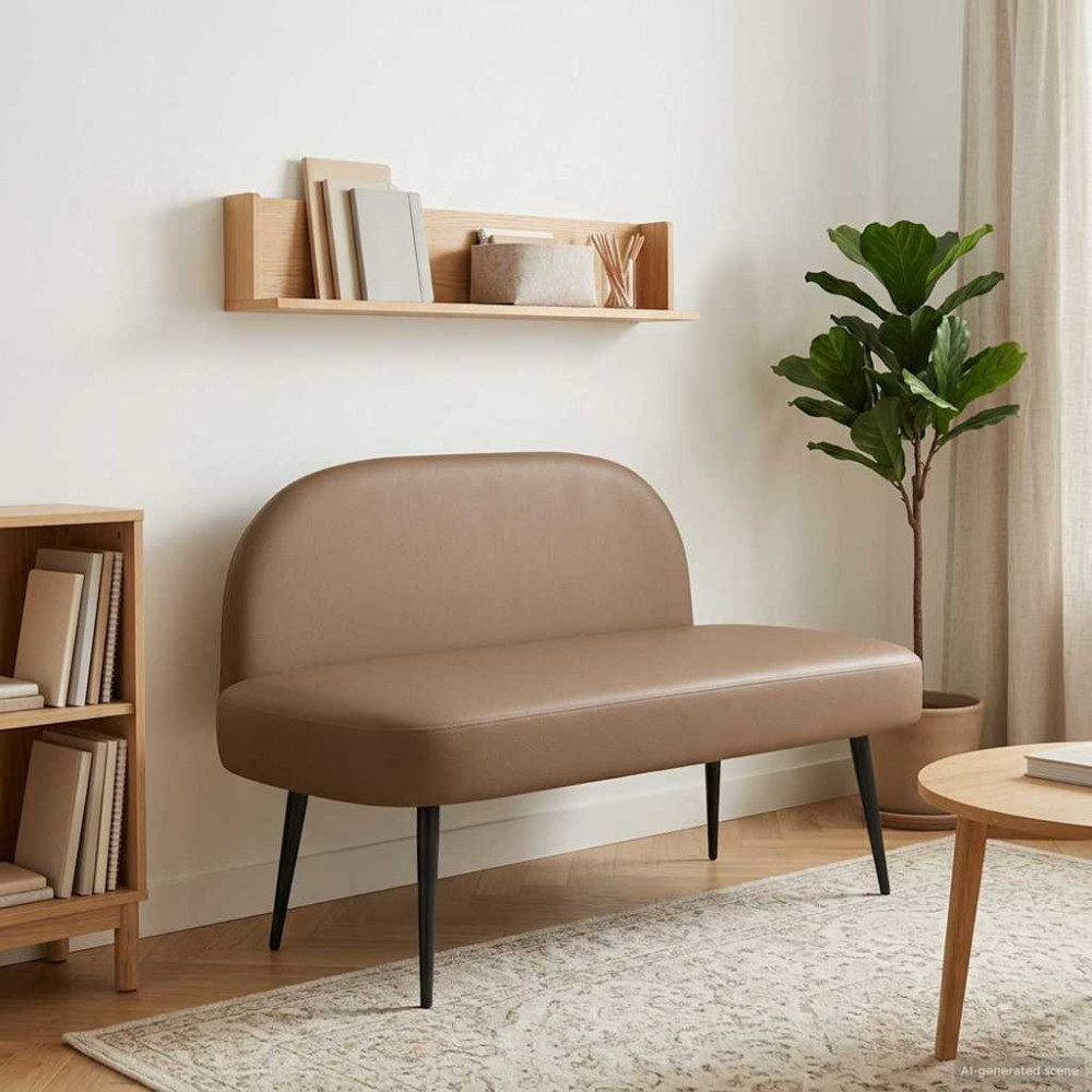 Produktbild för Klädd bänk med ryggstöd Cappuccino 110 x 60 x 76 cm Konstläder